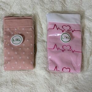 Pink Heart & Polka Dot Knee-High Compression Socks L/XL